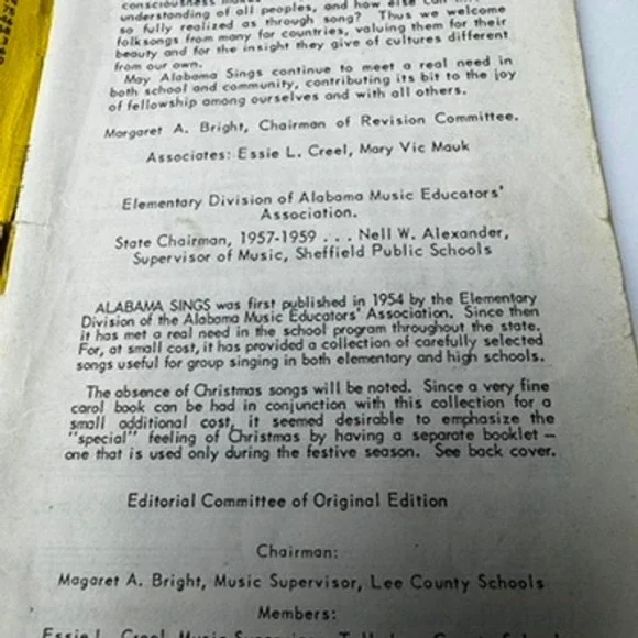 Vintage Alabama Sings Song Book, Cooperative Recreation Service, 1954
